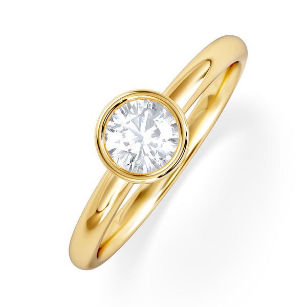 Horizon Round Cut Lab Diamond Solitaire Ring 0.50ct H/SI in 9K Gold